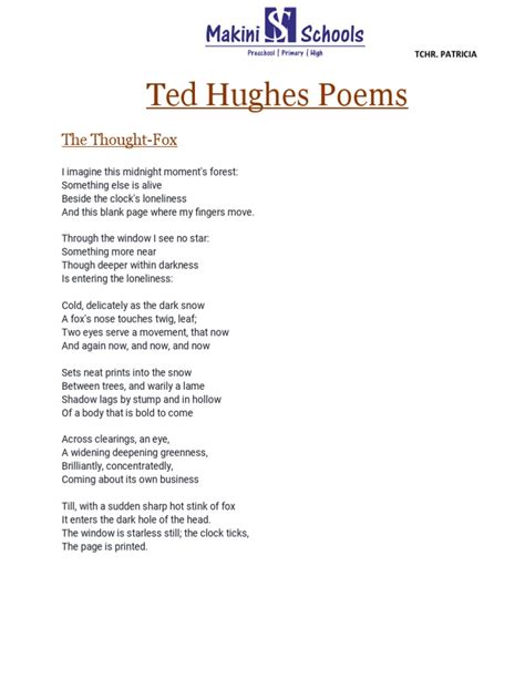 Ted Hughes Poems | PDF