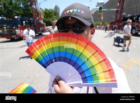 St Louis United States 25th June 2023 A Woman Displays A Colorful