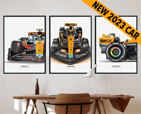 Set Of 3 2023 Mclaren F1 Mcl60 Art Poster Print Formula 1 Oscar