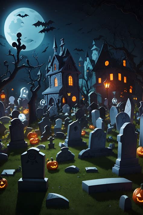 Whimsical Halloween Haven Kid-Friendly 3D Animated Graveyard PNG Images ...