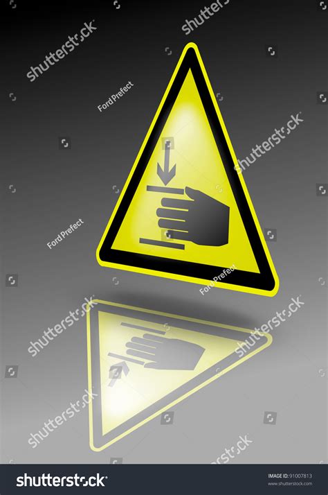 ilustrasi stok hand pinching warning sign pinched hand