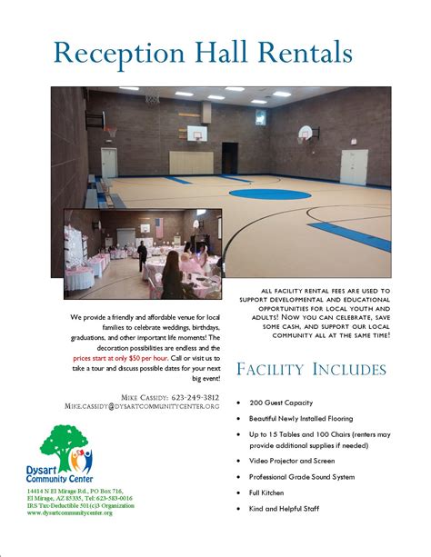 FacilityRentalFlyer - Dysart Community Center