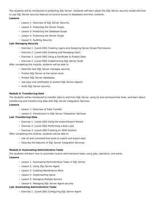 6231 Maintaining A Microsoft Sql Server 2008 Database PDF