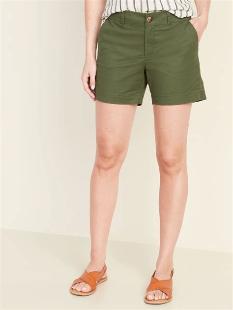 Mid Rise Twill Everyday Shorts For Women 5 Inch Inseam Old Navy