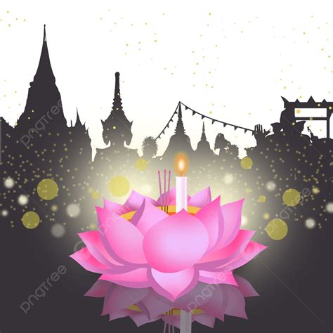 Thailand Architecture Silhouette Loy Krathong Festival, Loy Krathong, Thailand, Building PNG ...