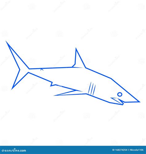 Abstract Simple Geometric Mako Shark Drawing Stock Vector ...