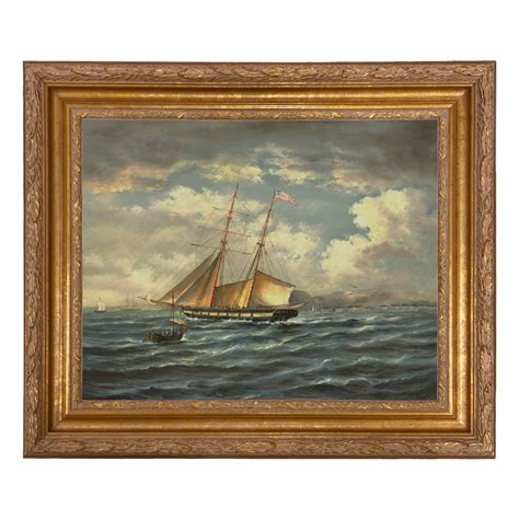 American Privateer Topaz Framed Oil Painting Print on Canvas in Ornate ...