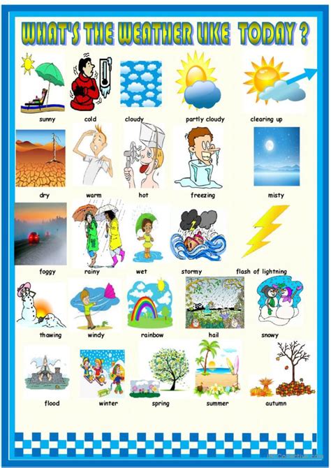 Weather And Seasons New Pictionary English Esl Worksheets Pdf Doc