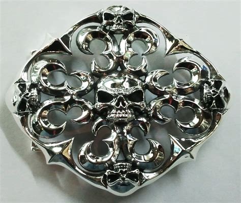 Gothic Rock Biker Skull 925 Sterling Silver Belt Buckle Ebay