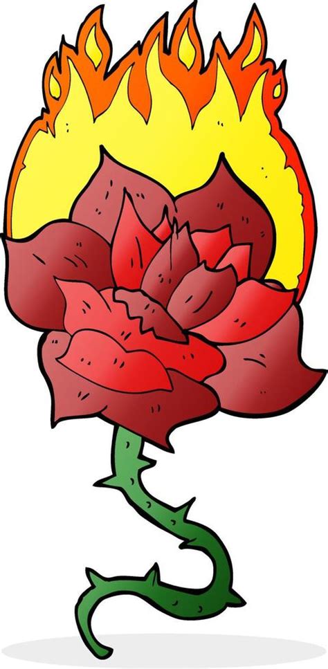 Cartoon Flaming Rose Tattoo 8412846 Vector Art At Vecteezy