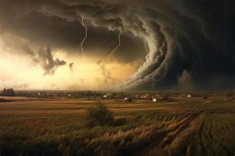 Tornado Azota Un Campo Ilustraci N Ai Generativexa Foto Premium