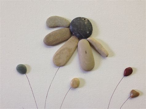 Beach Stone Artwork/ Pebble Art/ Canvas Art/ Collage-black-eyed Susan - Etsy