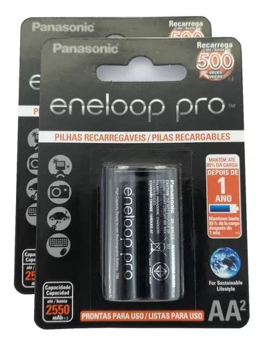 Kit 4 Pilhas Aa Panasonic Eneloop Pro Recarregável 2550mah