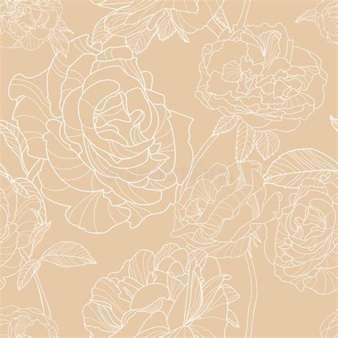 Fondo Beige Leggero Con I Fiori Rosa Disegnati A Mano Del Profilo