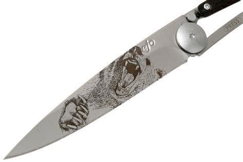 Deejo Tattoo G Ebony Wood Grizzly Cb Pocket Knife