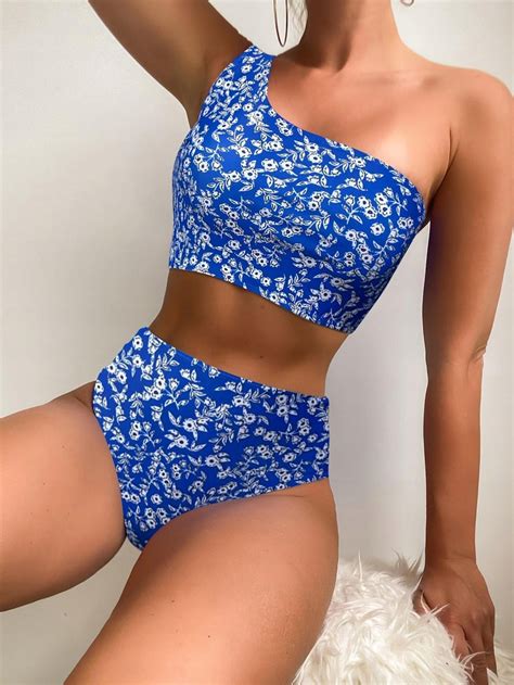 B T Niebieski Komplet Bikini W Kwiatki Shein L