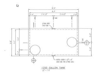 1250 Gallon - Septic Tank - Right Side Inlet