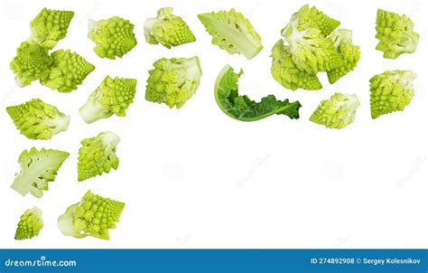 Romanesco Broccoli Cabbage Or Roman Cauliflower Isolated On White