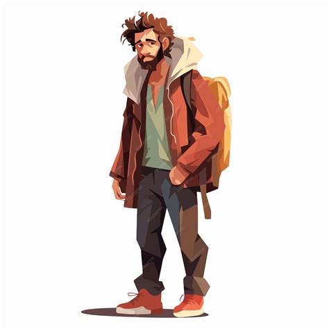 Scruffy Untidy Shabby Young Man Unkempt Person Portrait Premium Ai