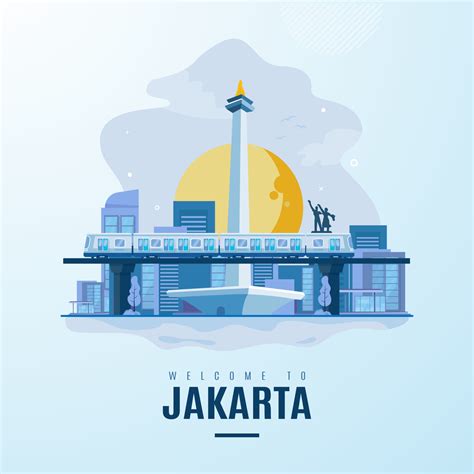 Jakarta City Landmark Flat Design Vector Art At Vecteezy