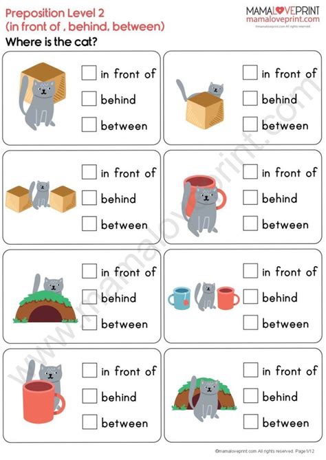 Mamaloveprint Grade English Grammar Worksheets Preposition