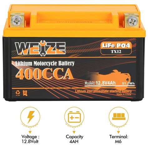 Weize Lithium Ytx9 400a Lifepo4 Motorcycle Battery Ytx12 12v 4ah Ytx7 Atv Utv