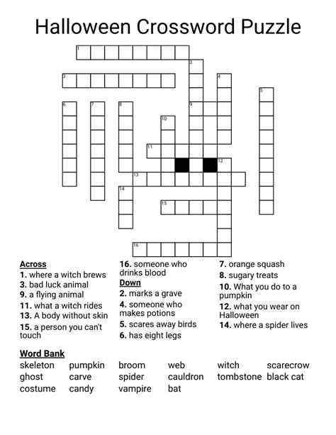 Halloween Crossword Puzzle Wordmint