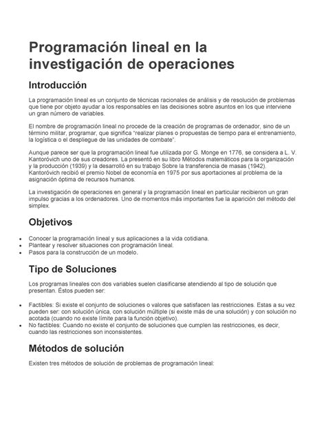 Programación Lineal En La Investigación De Operaciones Programación Lineal En La Investigación