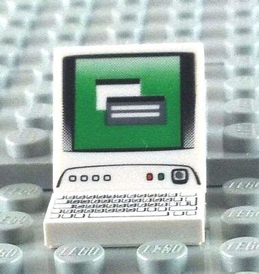 LEGO COMPUTER MONITOR & KEYBOARD TILES ~ Printed White Finishing Tile ...