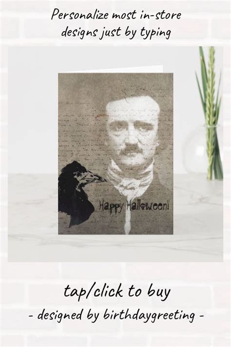 Poe And The Raven Grunge Digital Art, Halloween Card | Zazzle in 2022 | Halloween cards, Art ...