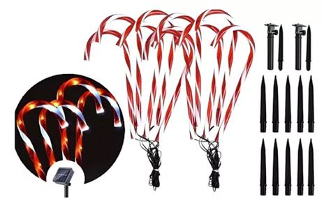 Set 10 Estaca Baston Luces Solares Baston Decoracion Navidad Cuotas