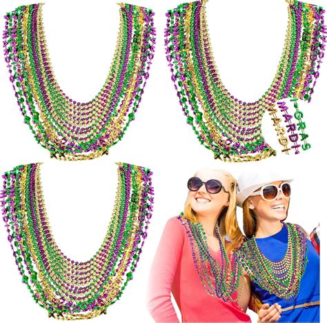 Ferreve 160 Pcs Bulk Mardi Gras Beads Necklaces Mardi Gras