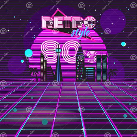 Ретро неон дизайна диско стиля 80s Иллюстрация вектора - иллюстрации ...