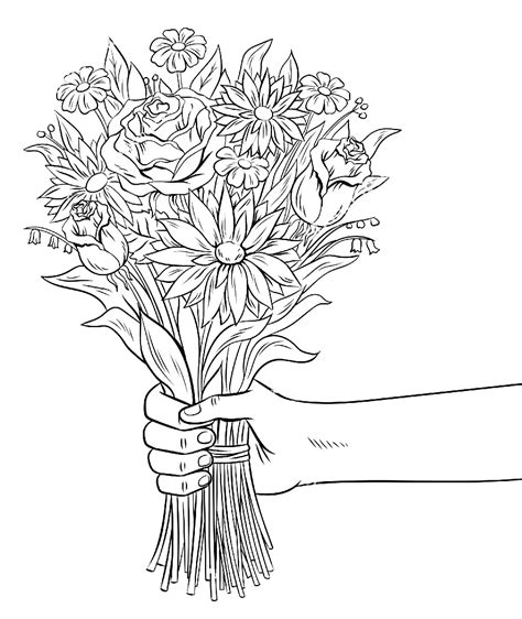 Flower Bouquet Coloring Pages Printable Coloring Pages