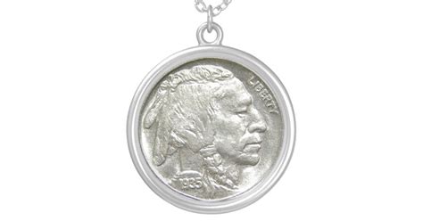 INDIAN HEAD NICKEL SILVER PLATED NECKLACE | Zazzle