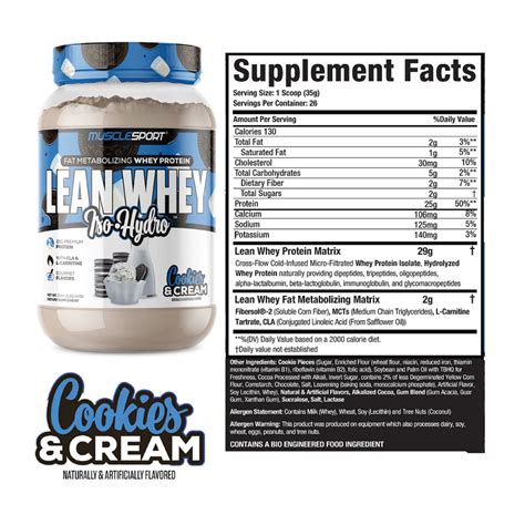 COOKIES CREAM MuscleSports Lean Whey Iso Hydro Gourmet Protein