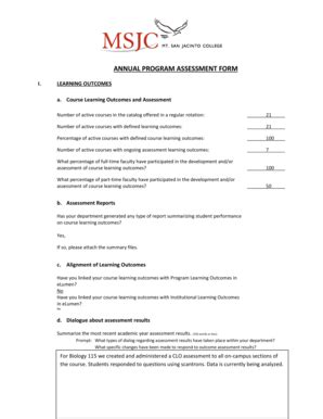 Fillable Online Msjc ANNUAL PROGRAM ASSESSMENT FORM Msjc Fax Email