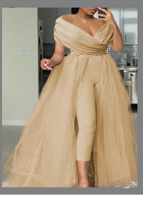 Wedding Jumpsuit With Detachable Train Gold Jumpsuit Elegant Etsy