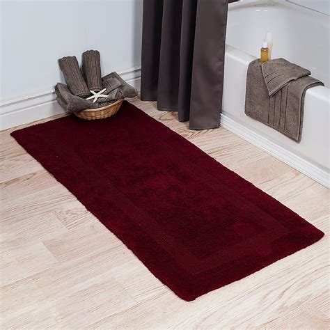 Hastings Home Bathroom Mats 60 In X 24 In Burgundy Cotton Bath Mat