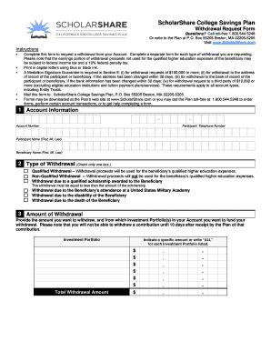 Fillable Online Scholarshare California Scholarshare Postmark Date Form