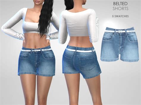 The Sims Resource Belted Shorts Belted Shorts Clothes Shorts