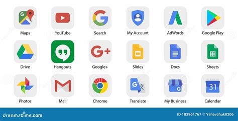 Google Applications Symbols. Official Logotypes of Google Apps ...