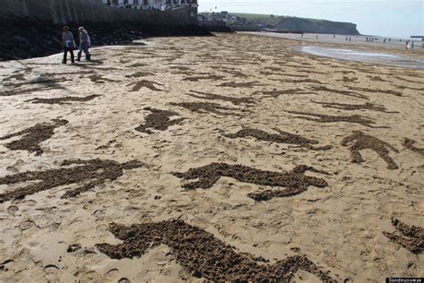 Normandy Beach Memorial Sketched in Sand | Deceptively Blonde