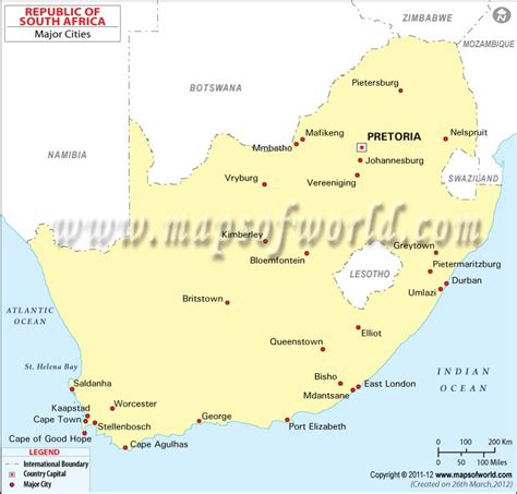 South Africa Cities Map