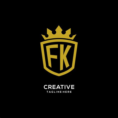 Initial FK Logo Shield Crown Style Luxury Elegant Monogram Logo Design