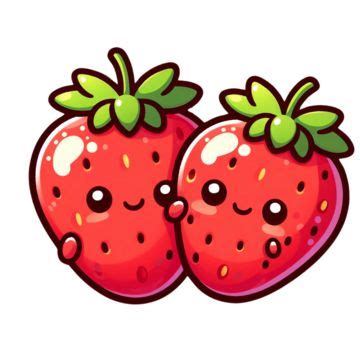 Illustration Of Two Cute Strawberry Cartoons Cute Strawberries Cute