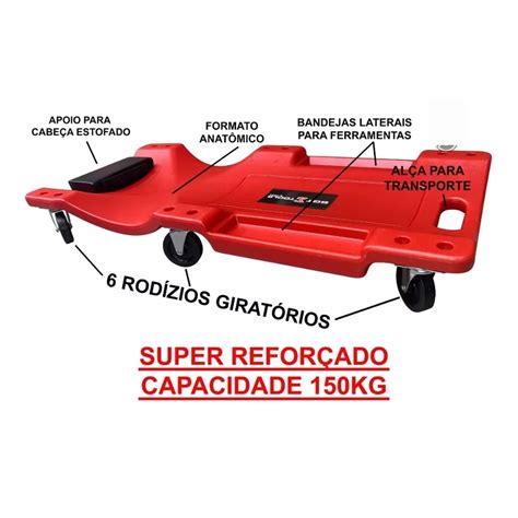 4x Carrinhos Esteira Vermelho Mecânico 150kg Sigma Tools Raisa