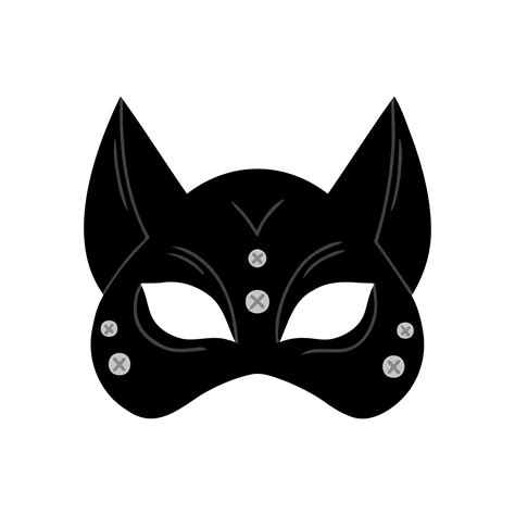 Cat Mask Black Leather Mask For Women Illustration For Backgrounds