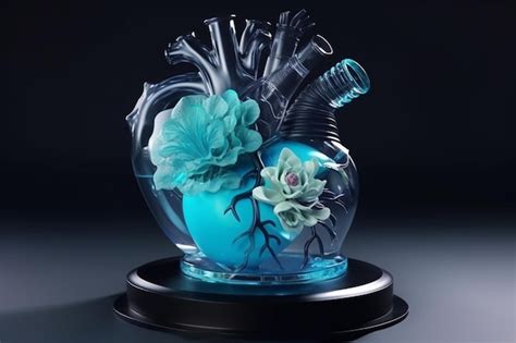 Premium AI Image | A glass heart sculpture with flowers inside