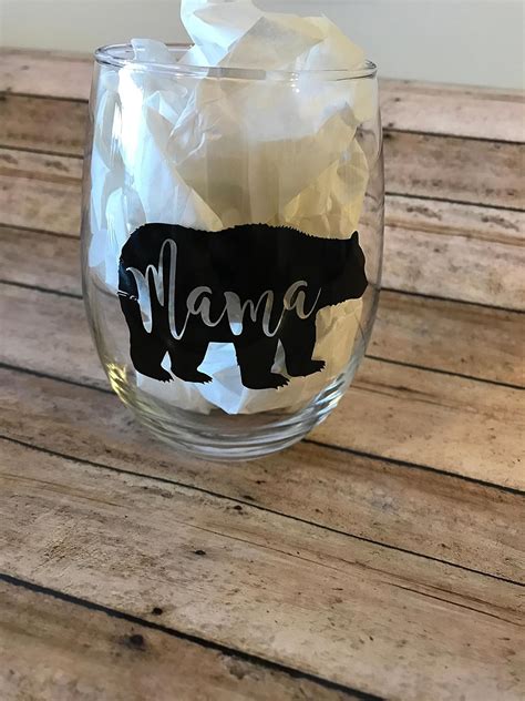 Mama Bear Wine Glass Home And Kitchen